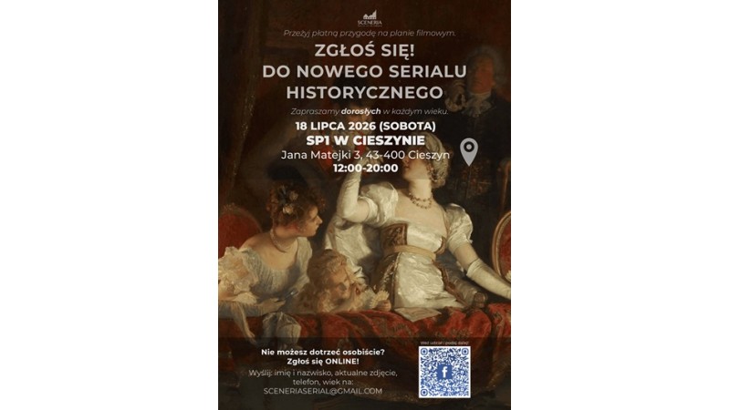 Plakat naboru statystów do serialu kostiumowego